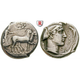 Sizilien, Syrakus, Zweite Demokratie, Tetradrachme um 440 v.Chr., ss