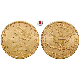 USA, 10 Dollars 1899, 15,05 g fein, vz-st/f.st