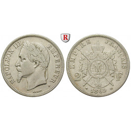 Frankreich, Napoleon III., 2 Francs 1869, f.ss