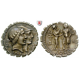 Römische Republik, Q. Fufius Calenus und Mucius Cordus, Denar, serratus 70 v.Chr., vz