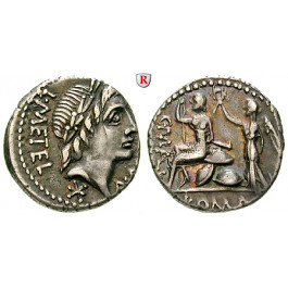 Römische Republik, L. Metellus und A. Albinus, Denar 96 v.Chr., ss-vz