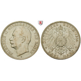 Deutsches Kaiserreich, Baden, Friedrich II., 3 Mark 1914, G, vz-st, J. 39