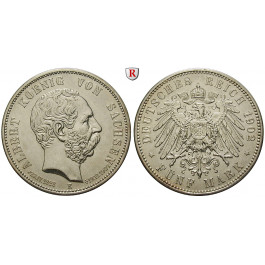 Deutsches Kaiserreich, Sachsen, Albert, 5 Mark 1902, auf den Tod, E, ss-vz, J. 128