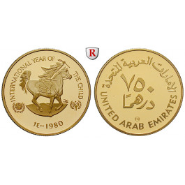 Vereinte Arabische Emirate, 750 Dirhams 1980, 15,45 g fein, PP