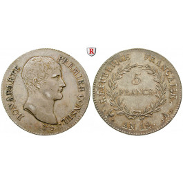 Frankreich, Napoleon I. (Konsul), 5 Francs AN 12, vz-st