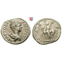 Römische Kaiserzeit, Geta, Caesar, Denar 204, ss+
