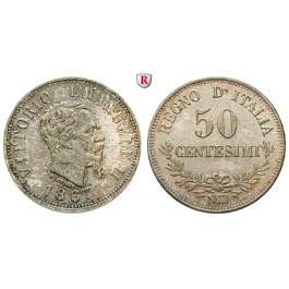 Italien, Königreich, Vittorio Emanuele II., 50 Centesimi 1867, f.st