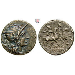 Römische Republik, C. Plutius, Denar 121 v.Chr., ss+