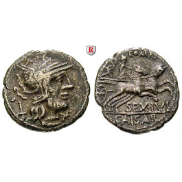 Römische Republik, Sext. Julius Caesar, Denar 129 v.Chr., ss