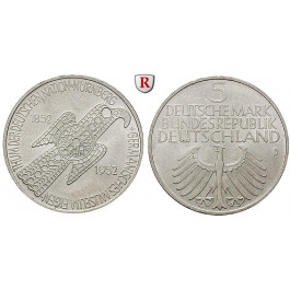 Bundesrepublik Deutschland, 5 DM 1952, Germanisches Museum, D, 7,0 g fein, vz-st, J. 388