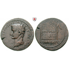 Römische Kaiserzeit, Tiberius, Sesterz 8-10 (unter Augustus), ss+/ss