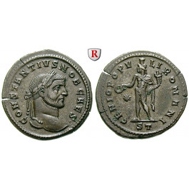 Römische Kaiserzeit, Constantius I., Caesar, Follis 296-297, vz-st
