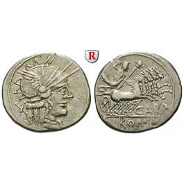 Römische Republik, Cn. Papirius Carbo, Denar 121 v.Chr., ss