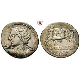 Römische Republik, C. Licinius Macer, Denar 84 v.Chr., ss+