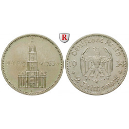 Drittes Reich, 2 Reichsmark 1934, Garnisonskirche mit Datum, F, f.st, J. 355