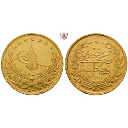 Osmanisches Reich, Mohammed VI., 500 Piaster 1918 (1336 AH), 33,09 g fein, ss