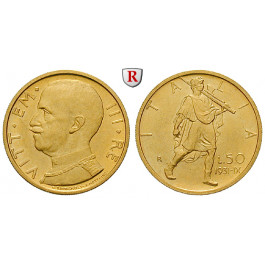 Italien, Königreich, Vittorio Emanuele III., 50 Lire 1931, 3,96 g fein, f.st