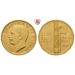 Italien, Königreich, Vittorio Emanuele III., 20 Lire 1923, 5,81 g fein, ss-vz