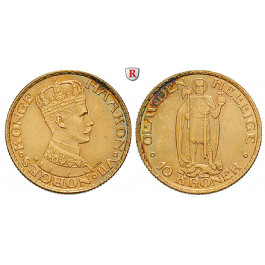 Norwegen, Haakon VII., 10 Kroner 1910, 4,03 g fein, f.st