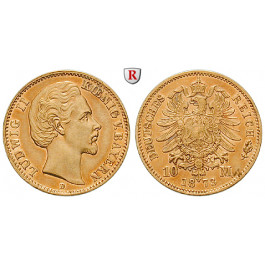 Deutsches Kaiserreich, Bayern, Ludwig II., 10 Mark 1873, D, ss-vz, J. 193