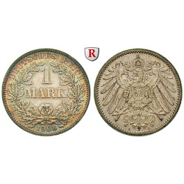 Deutsches Kaiserreich, 1 Mark 1908, A, f.st, J. 17