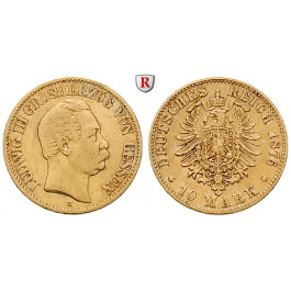Deutsches Kaiserreich, Hessen, Ludwig III., 10 Mark 1876, H, ss, J. 216