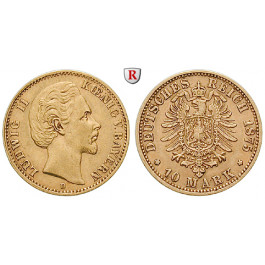 Deutsches Kaiserreich, Bayern, Ludwig II., 10 Mark 1875, D, ss, J. 196