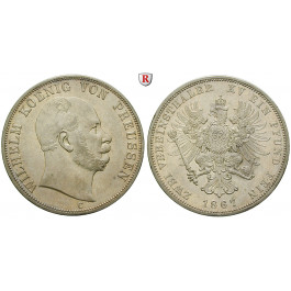 Brandenburg-Preussen, Königreich Preussen, Wilhelm I., Doppeltaler 1867, ss-vz/vz