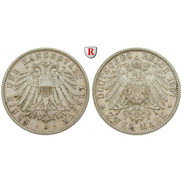 Deutsches Kaiserreich, Lübeck, 2 Mark 1907, A, vz+, J. 81