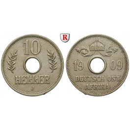 Nebengebiete, Deutsch-Ostafrika, 10 Heller 1909, J, ss+, J. 719