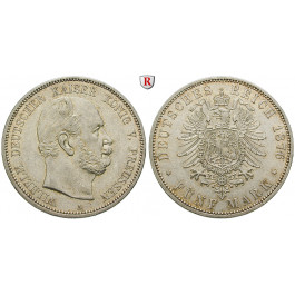 Deutsches Kaiserreich, Preussen, Wilhelm I., 5 Mark 1876, A, vz+/f.st, J. 97