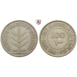 Palästina, Mandatsverwaltung, 100 Mils 1935, 8,4 g fein, ss