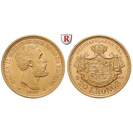 Schweden, Oskar II., 20 Kronor 1890, 8,06 g fein, vz-st