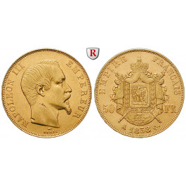 Frankreich, Napoleon III., 50 Francs 1858, 14,52 g fein, ss