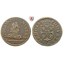 Frankreich, Nevers et Rethel, Charles I. de Gonzague, Double Tournois 1609, ss+