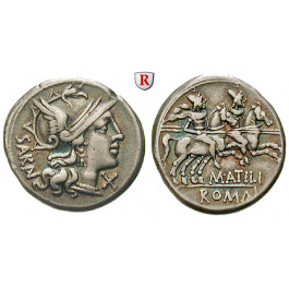 Römische Republik, M. Atilius Saranus, Denar 148 v.Chr., ss+