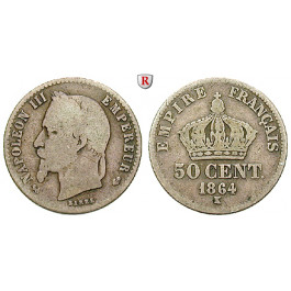 Frankreich, Napoleon III., 50 Centimes 1864, s