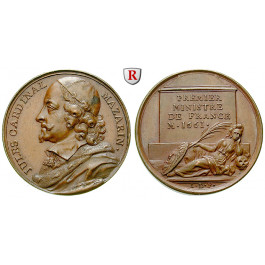 Personenmedaillen, Mazarin, Jules - Franzsischer Staatsmann und Kardinal, Bronzemedaille o.J., st