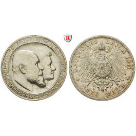 Deutsches Kaiserreich, Württemberg, Wilhelm II., 3 Mark 1911, F, vz+, J. 177b