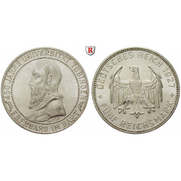 Weimarer Republik, 5 Reichsmark 1927, Uni Tübingen, F, vz, J. 329