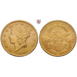 USA, 20 Dollars 1894, 30,09 g fein, ss-vz