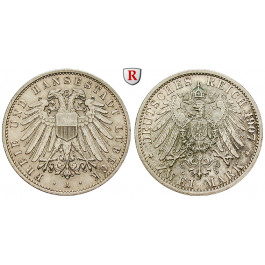 Deutsches Kaiserreich, Lübeck, 2 Mark 1907, A, ss-vz, J. 81