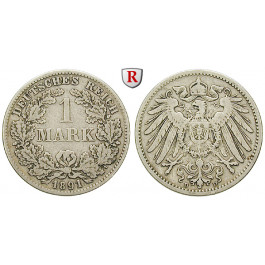 Deutsches Kaiserreich, 1 Mark 1891, D, ss, J. 17