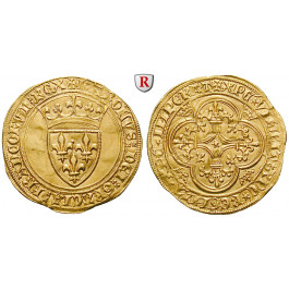 Frankreich, Charles VI., Ecu d´or à la couronne o.J., f.vz