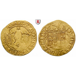 Spanien, Ferdinand V. und Isabella, Doppelter Excelente o.J., ss