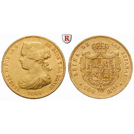 Spanien, Isabella II., 100 Reales 1864, 7,52 g fein, ss-vz/vz