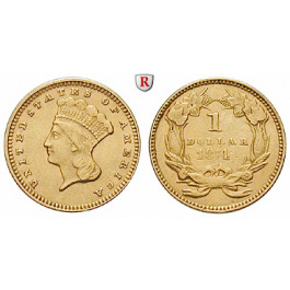 USA, Dollar 1874, 1,5 g fein, ss+