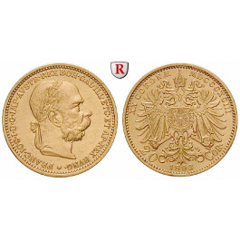 Österreich, Kaiserreich, Franz Joseph I., 20 Kronen 1893, 6,09 g fein, st