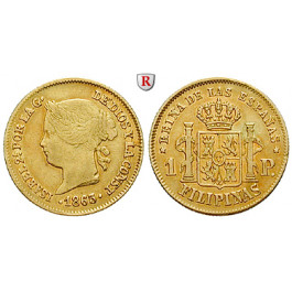 Philippinen, Isabella II., Peso 1863, 1,48 g fein, ss