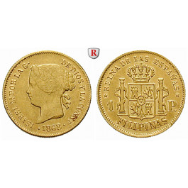 Philippinen, Isabella II., Peso 1868, 1,48 g fein, ss